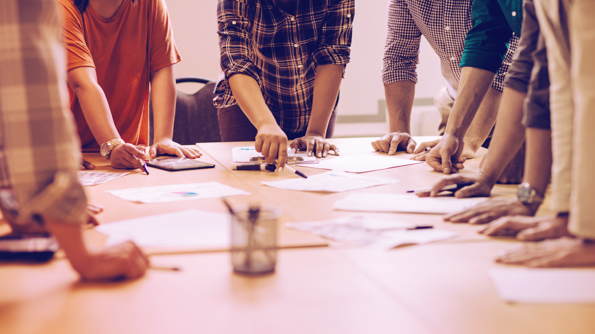 group studying at table
