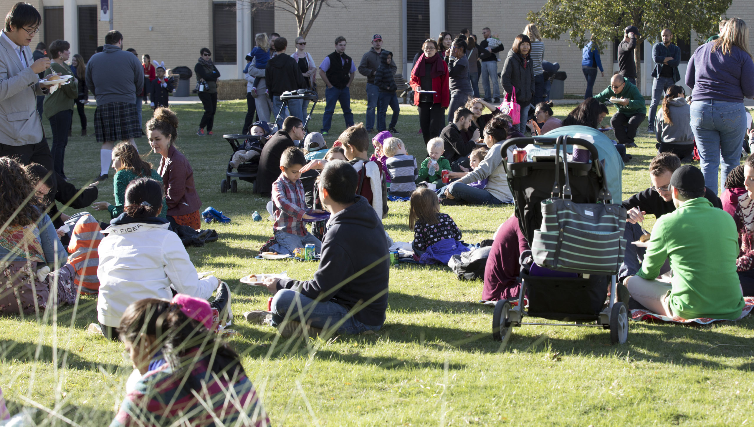 crowd at the campus block party