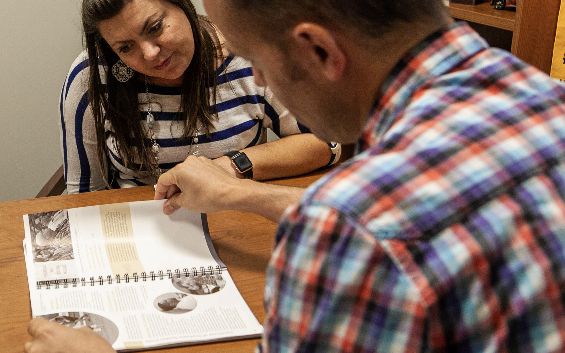 Amanda looking at the catalog